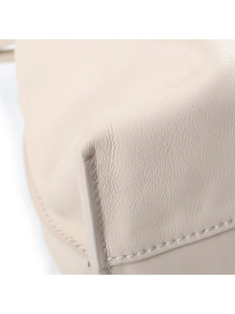 Loewe Flamenco Medium Drawstring Leather 2-Way Bag Silver Ivory